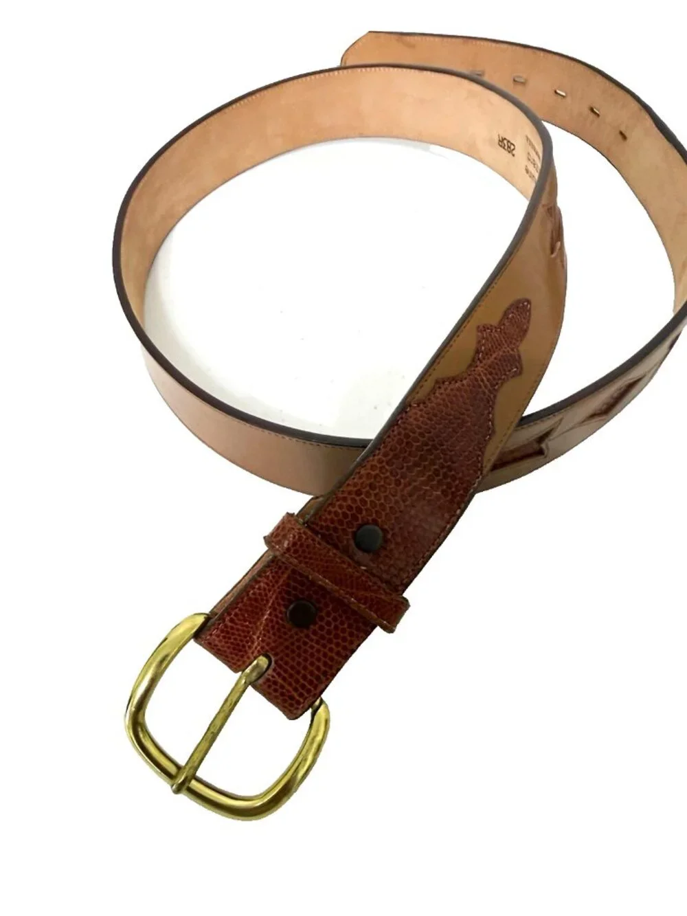 Justin Leather Western Belt Tan/Brown Buckle Size 42